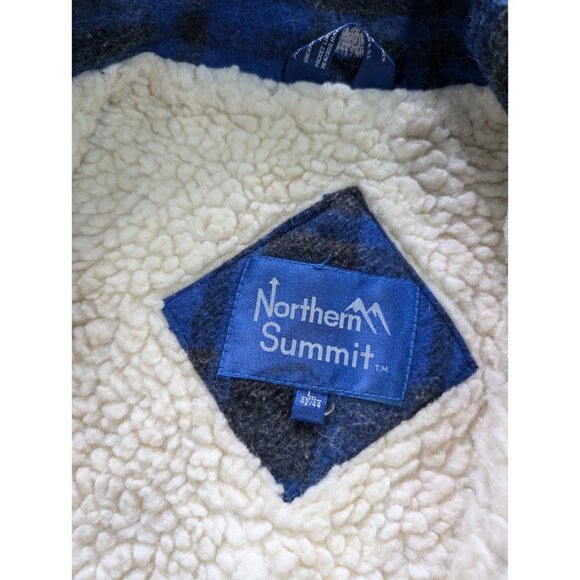 Vintage Northern Summit Wool Blend Vest Blue Plaid Sherpa Lined Hiking Mens L - Picture 3 of 7